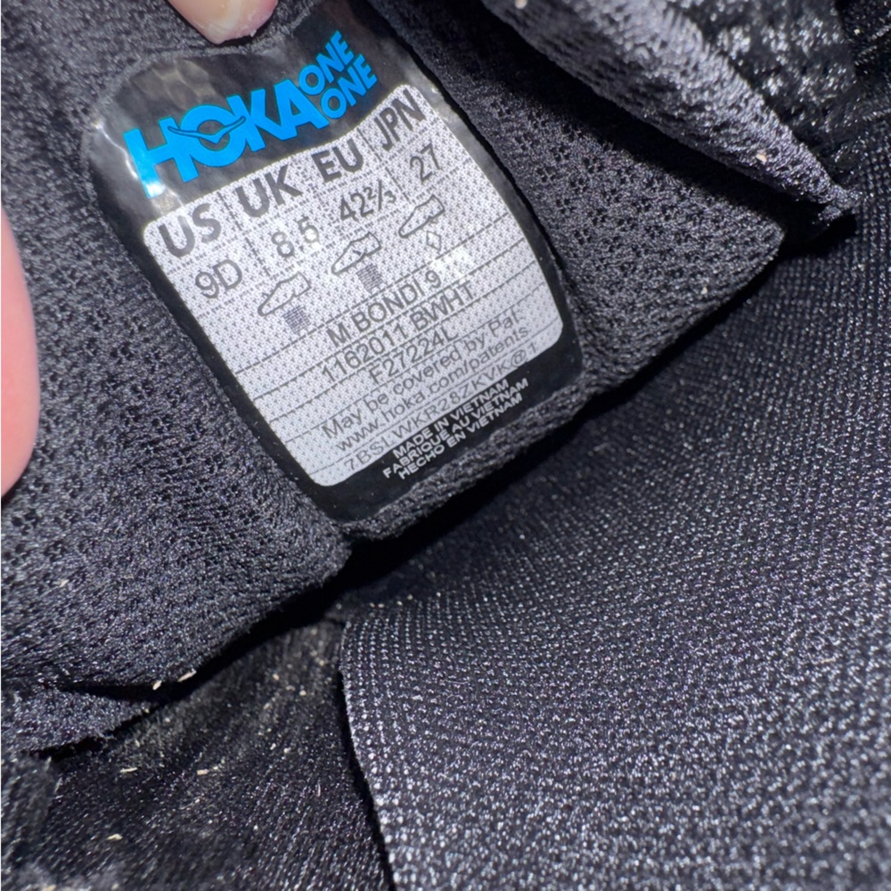 Hoka One One Bondi 9 Black White Running Sneakers - Picture 8 of 14